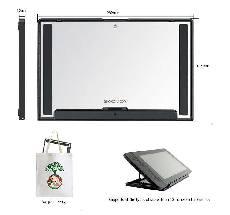 GAOMON Multifunctional Adjustable Stand Holder for PD156 PRO/PD1161 / PD1220 /PD1320 and Other Pads/Pen Displays/Tablets/Books