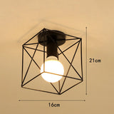 Vintage Ceiling Light Flush Mount Black Iron Lampshade Industrial E27 Pendant Light Grid Cage Bedroom Kitchen Living Room Coffee