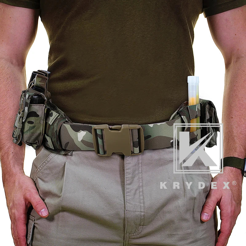 KRYDEX Tactical Waist Belt, MOLLE Soft Wide Padded Battle Belt, Shooting Airsoft Hunting Multi-Function Quick Release Belt