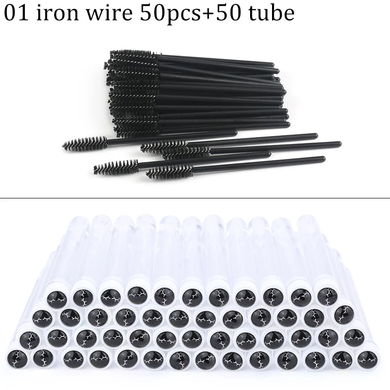 Reusable Eyebrow Brush Tube Disposable Eyelash Brushes Mix Eyebrow Brush with New Eelash Resin Drill Replaceable Makeup Brushes