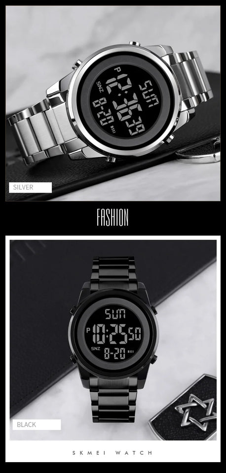 SKMEI Digital 2 Time Mens Watches Fashion LED Men Digital Wristwatch Chrono Count Down Alarm Hour For Mens reloj hombre 1611
