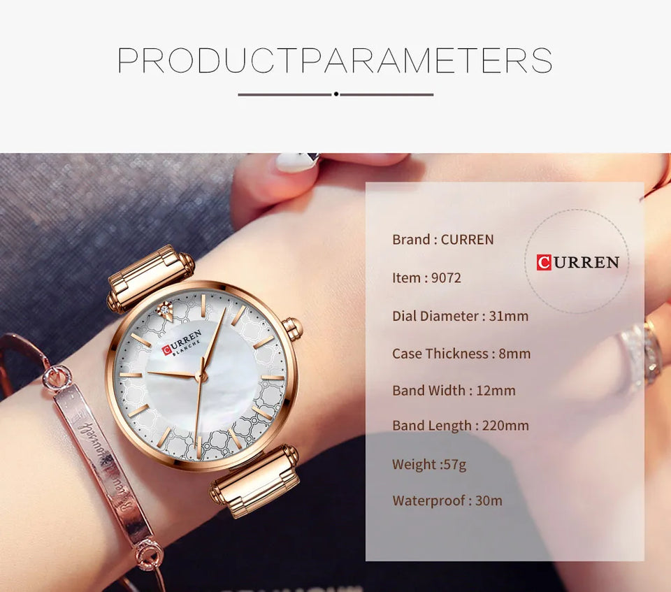 Fashion Stainless Steel Women Luxury Watch Analog Quartz Wristwatch Ladies Elegant Dress Watches Gift Clock Relogio Feminino