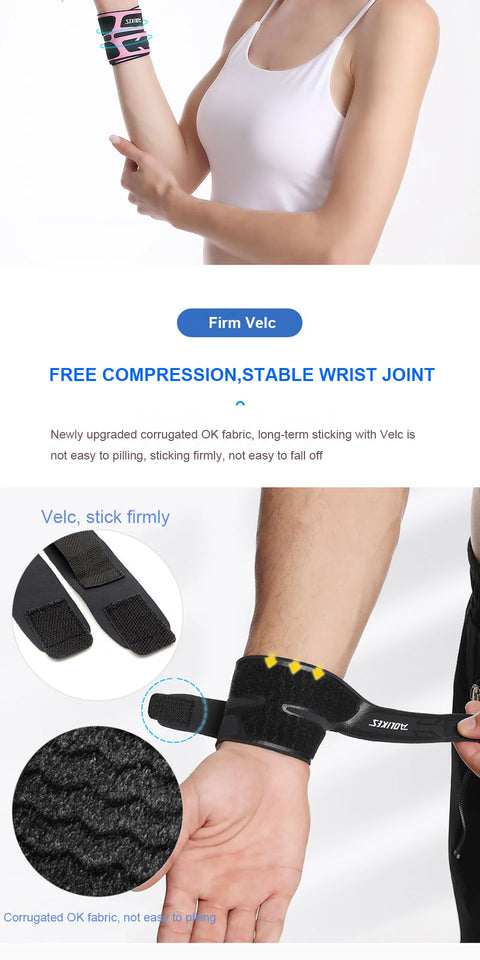 AOLIKES Sports Wrist Compression Wraps Wrist Support Brace Strap for Fitness Weightlifting Basketball Tennis Wrist Pain Relief