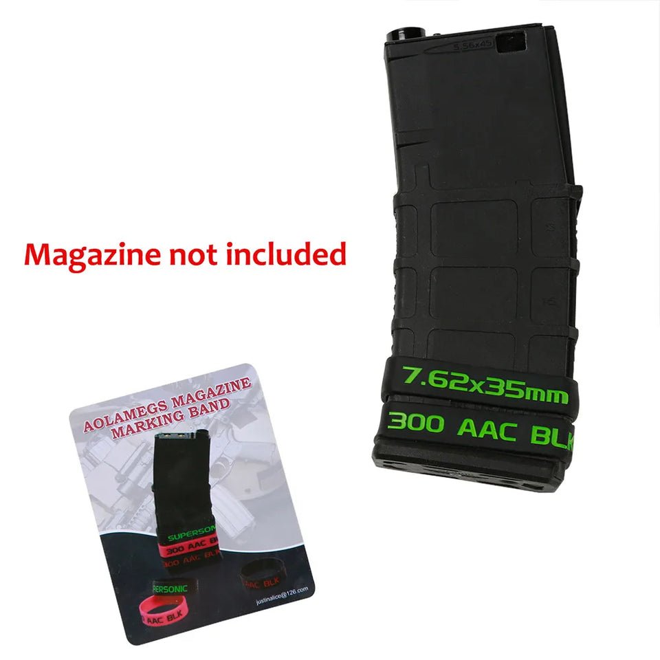 6 Pack Marking Band for Magazine 300 Acc BLK Supersonic/Subsonic 300 AAC BLK/7.62x35 mm Magazine Marking Band