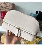 Personalized Cosmetic Bag Pu Leather Women Travel Makeup Bag with Jewelry Organizer Case 2 in 1 Ladies Travel Clutch Pouch