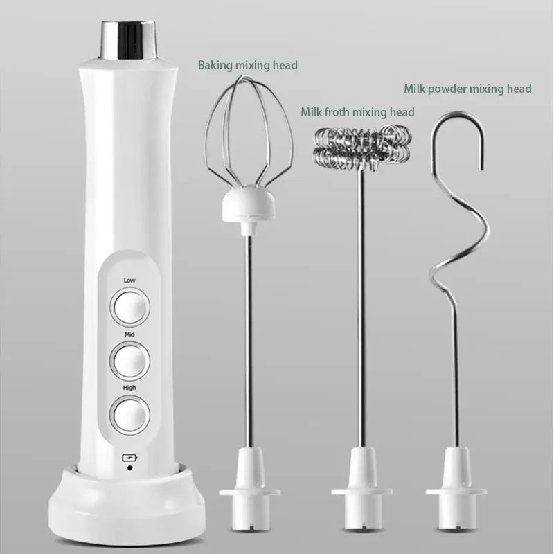 3 In 1 Wireless Rechargeable Electric Milk Frother Foam Maker Handheld Foamer High Speeds Drink Mixer Coffee Frothing Wand