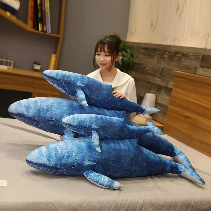 55-130cm Giant Dream Whale & Shark Plush Toy Stuffed Blue Whale Doll Soft Pillow Cute Sofa Cushion Lovely Gifts for Kids