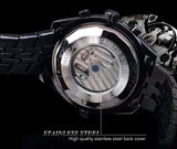 Jaragar 3 Dial Men's Automatic Watch Stainless Steel Mechanical Men's watches Date Week Display Luminous Wristwatch Blue Glass