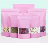 100PCS Stand-up Matte Aluminum Foil Window Ziplock Bag DIY Snack jewelry Spice Candy Customize Logo Brand Gift Storage Pouches