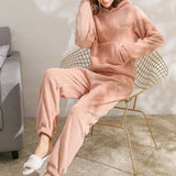 Women Winter Flannel Pajama Set Fleece Pajamas Sleepwear Homewear Thick Warm Velvet Female Suit Fall Sweatshirt Ladies Pyjama