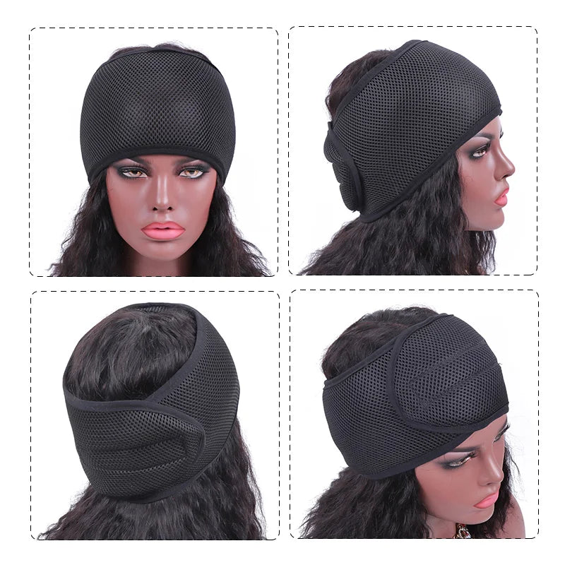 Nunify New Fashion Non Slip Adjustable Lace Wig Headband Foam Mesh Wrap Wig Band Soft Polyester Mesh Belt Bonnets