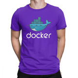 Men Docker Logo T Shirt Linux Javascript Computer Cotton Sweatshirt Funny Short Sleeve Round Neck Tees Graphic T-Shirts