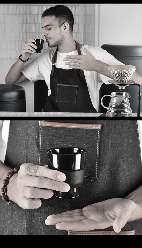 Barista Couple Coffee Cup 80/160ml Ins-style Espresso Kettle Ceramics Creative Couple Tea Water Mug Black Glaze Container