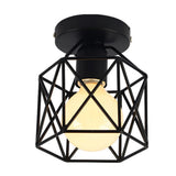 Vintage Ceiling Light Flush Mount Black Iron Lampshade Industrial E27 Pendant Light Grid Cage Bedroom Kitchen Living Room Coffee