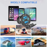 12V/24V Triple USB C Car Charger Socket USB Outlets PD & 18W QC3.0 Aluminum Metal Car Socket Adapter with Touch Switch