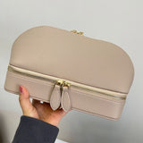 Personalized Cosmetic Bag Pu Leather Women Travel Makeup Bag with Jewelry Organizer Case 2 in 1 Ladies Travel Clutch Pouch
