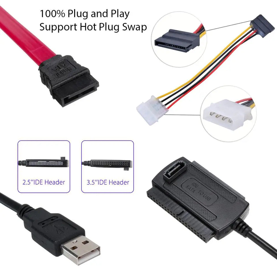 USB 2.0 to IDE SATA S-ATA 2.5 3.5 HD HDD Hard Drive Adapter Converter