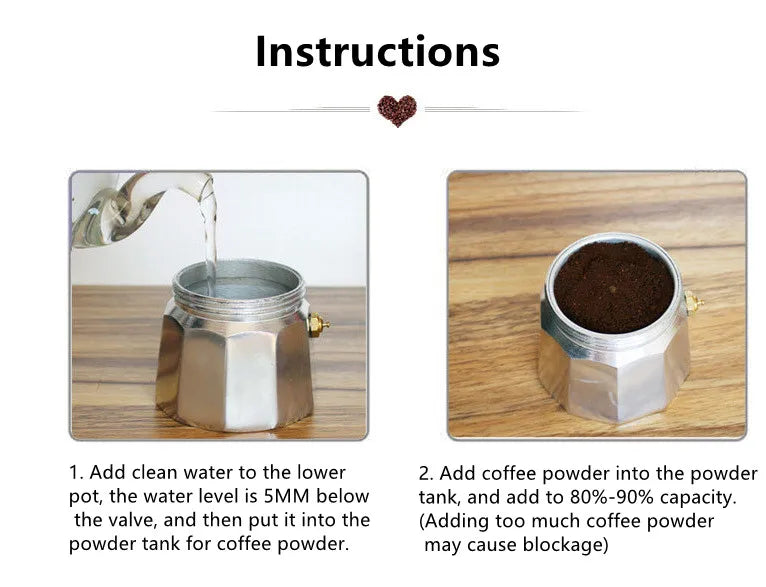 Alloy Mocha Pot 1 Cup 50ml Home Coffee Pot Household Octagonal Moka Coffee Tools