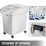 VEVOR 25L Dry Ingredient Storage Bin with Scoop Caster Dustproof Rice Flour Soybeans for Restaurant Kitchen Commercial