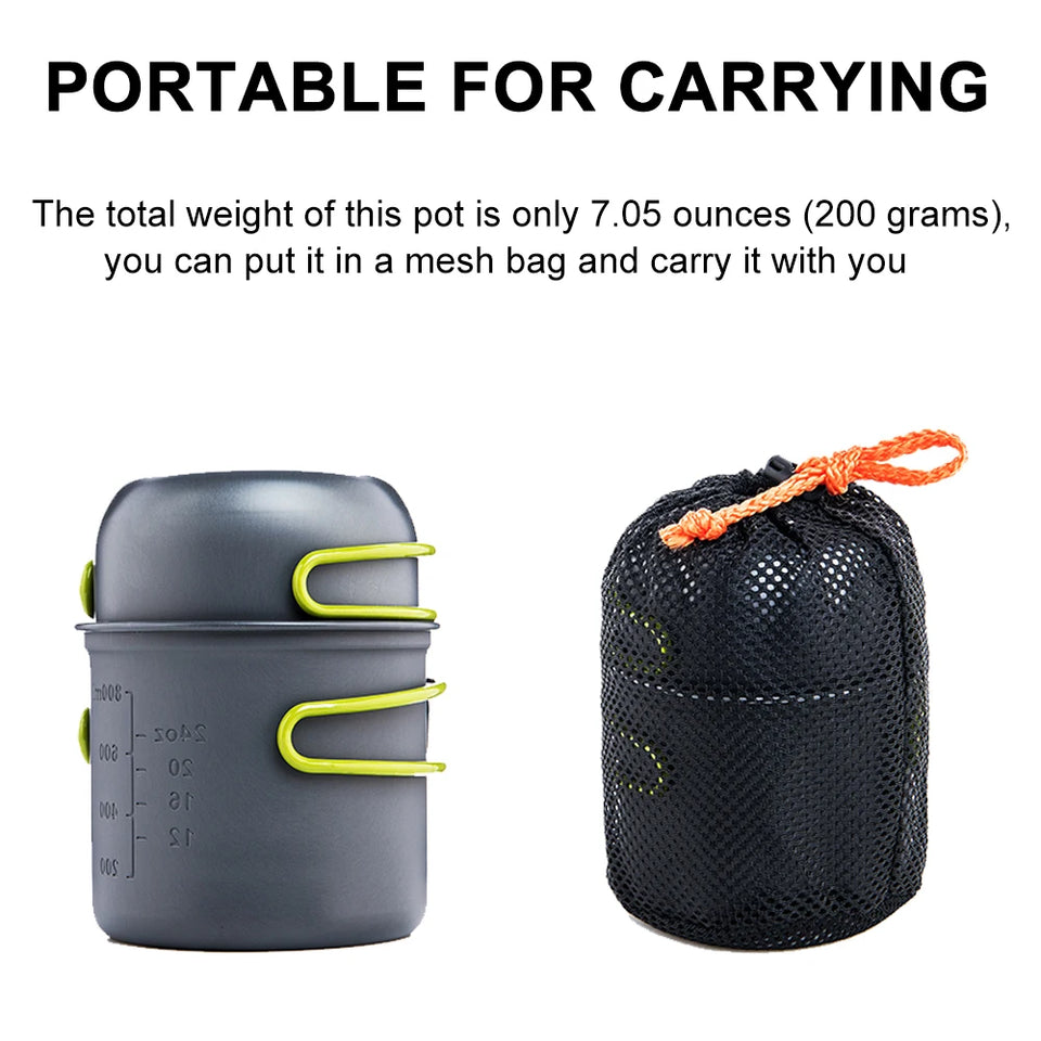 Widesea Ultralight Camping Cooking Utensils Outdoor Tableware Pot Set Hiking Picnic Travel Tourist Dishes Supplies Equipment