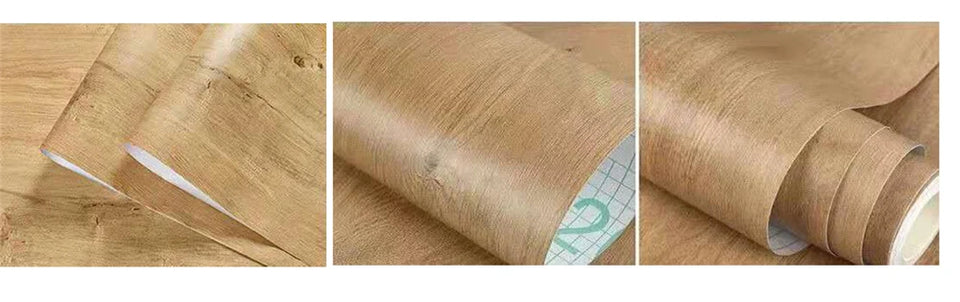 55cm Width Waterproof Vinyl Wood Grain Stickers Self Adhesive Wallpaper for Wardrobe Cupboard Table Closet Bedroom Home Decor