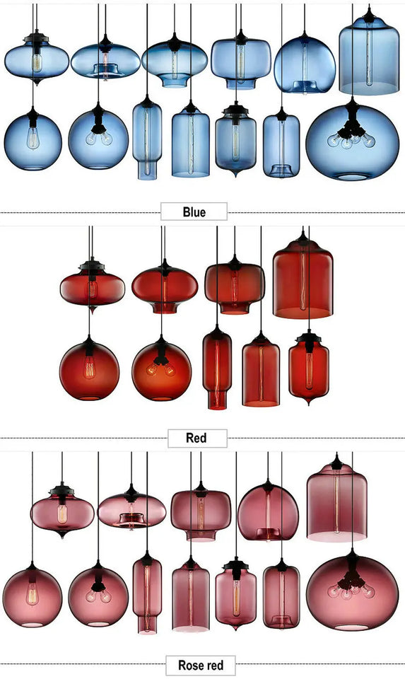 Modern Restaurant Chandelier Light Blown Colorful Glass  Lampshade Glass Ceiling Hanging Lamps Living Room Coffee Room Office