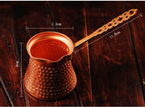 Turkish Coffee Pot Hand Hammered Copper Drip Coffee Maker Cezve Ibrik Milk Thermos Cup Mocha Pot Brass Handle Coffee Accessories