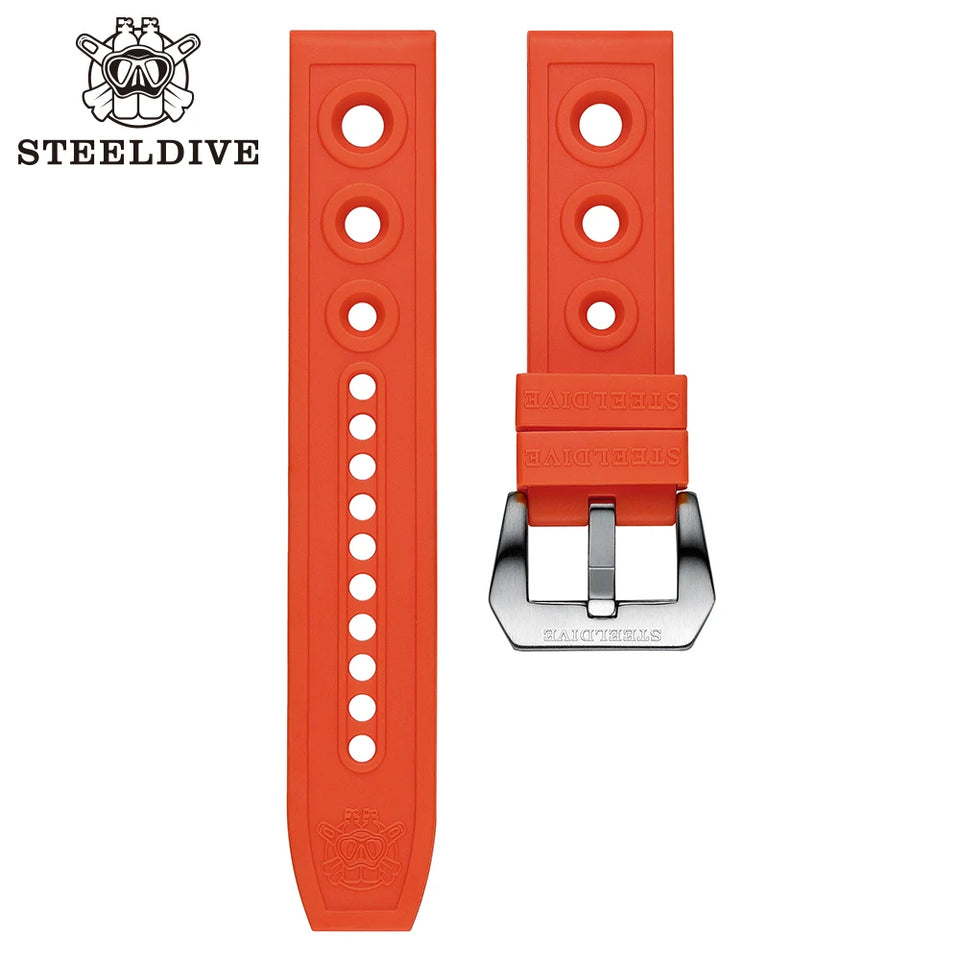 STEELDIVE Automatic Mechanical Strap Replacement Watch Bands Automatic Dive Watches Blue Rubber Strap 20/22mm