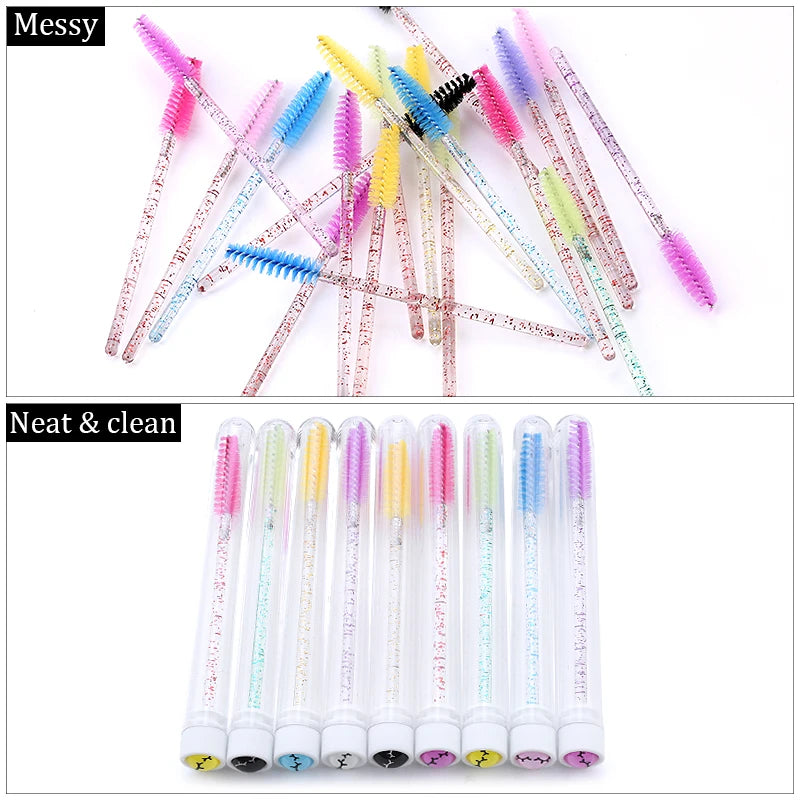 Reusable Eyebrow Brush Tube Disposable Eyelash Brushes Mix Eyebrow Brush with New Eelash Resin Drill Replaceable Makeup Brushes