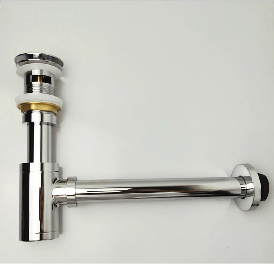 Bathroom Basin Bottle Trap Drain Modern Bathroom Sink P-Trap Set Pop Up Filter Chrome Basin Siphon Horse Accessory Renovation