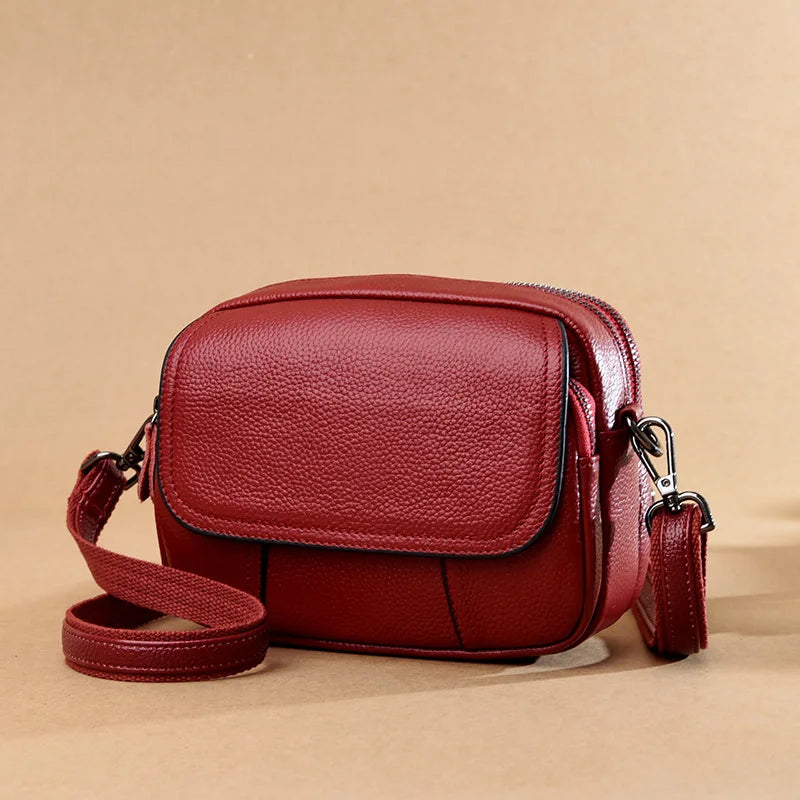 Genuine Leather Women's Casual Fashion Bag Women Messenger Bag Small Shoulder Bag Crossbody Bags for Real Cowhide Women Handbags