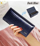 New Women Magnetic Hasp Wallet Genuine Leather Coin Purse Ladies Long Fashion Female Card Hold Money Bag AE501-1