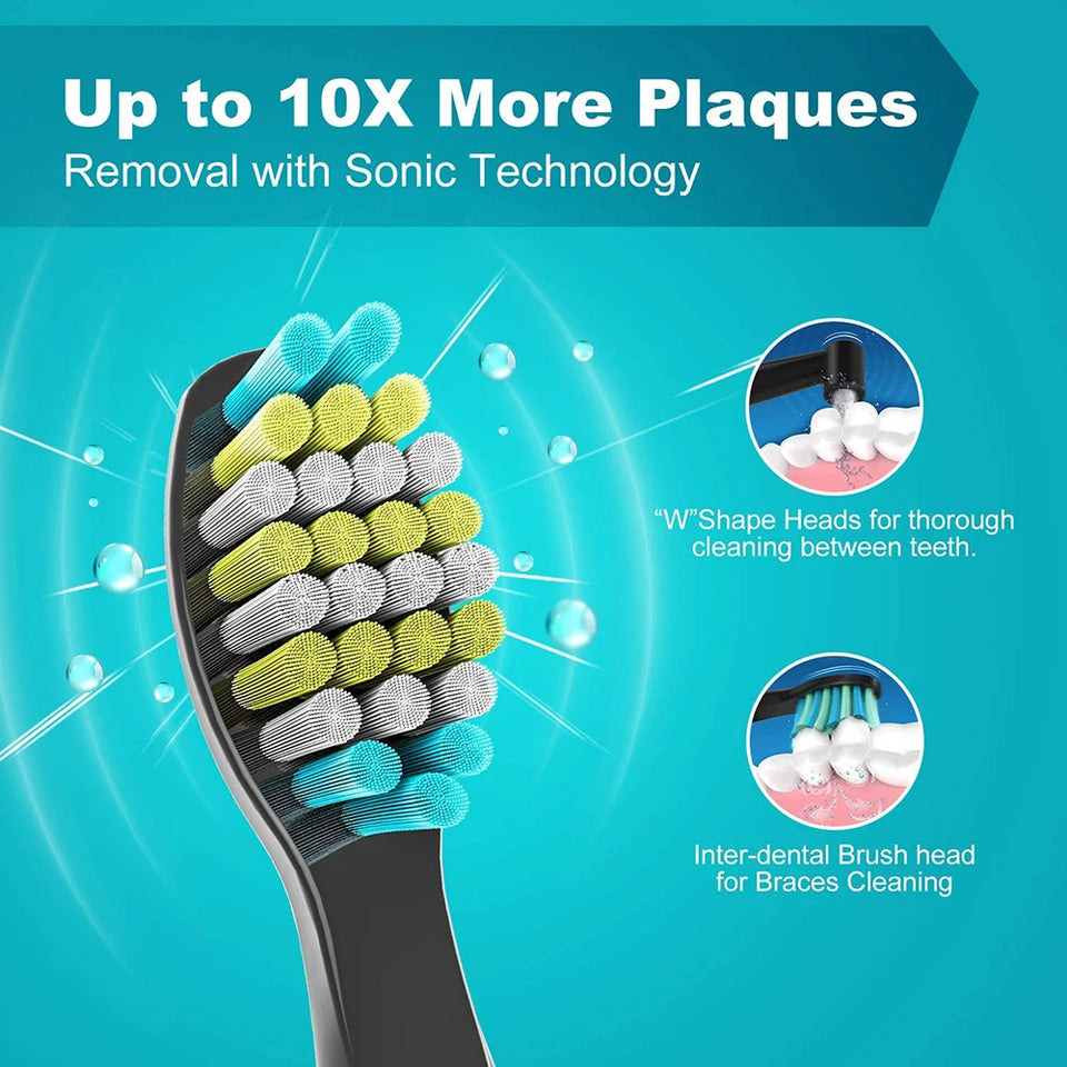 Fairywill FW-507 Sonic Electric Toothbrush 5 Modes USB Charger Tooth Brushes Replacement Timer Sonic Toothbrush 8 Brush Heads