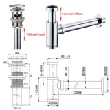 Bathroom Basin Bottle Trap Drain Modern Bathroom Sink P-Trap Set Pop Up Filter Chrome Basin Siphon Horse Accessory Renovation