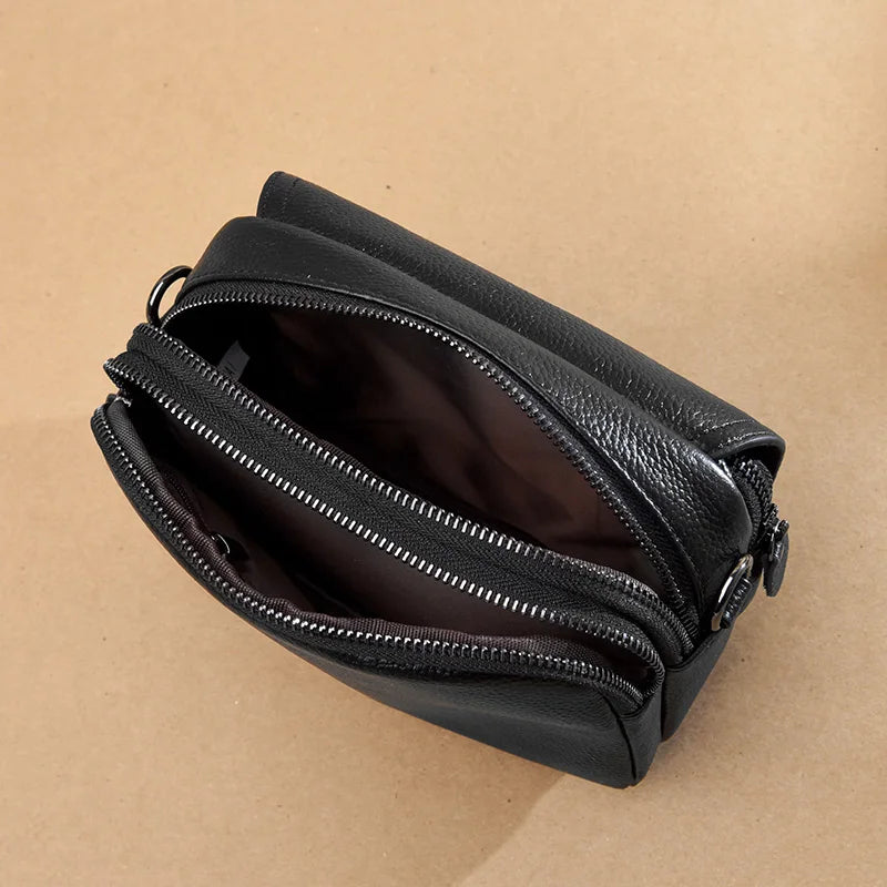Genuine Leather Women's Casual Fashion Bag Women Messenger Bag Small Shoulder Bag Crossbody Bags for Real Cowhide Women Handbags