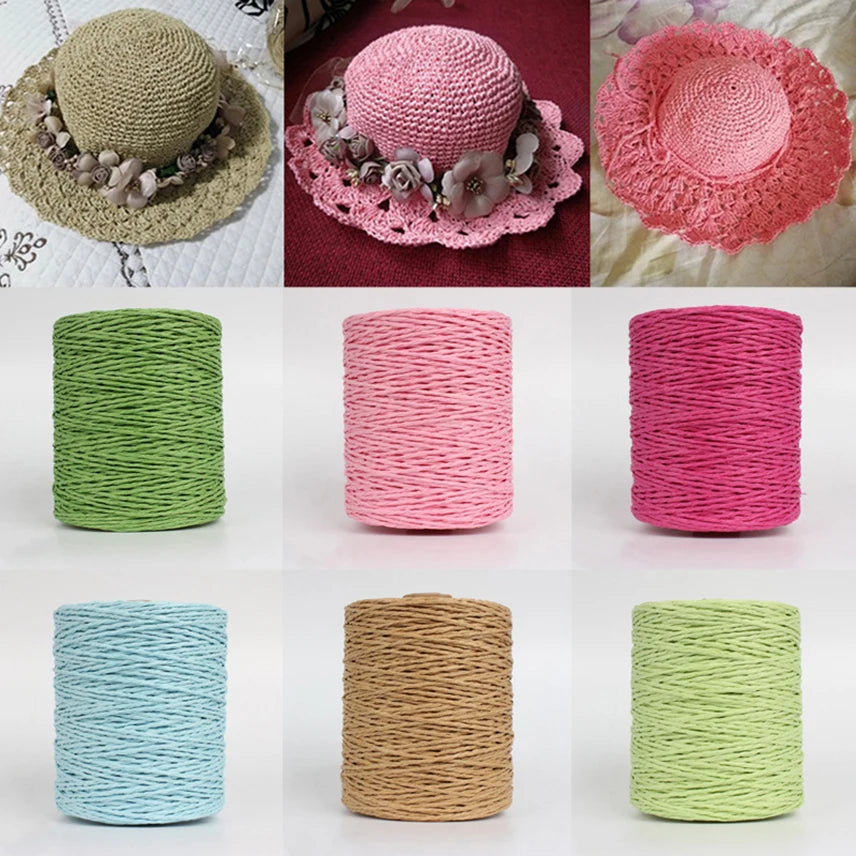 280-300M/roll Natural Raffia Straw Yarn for Knitting Crocheting Paper Threads Diy Handmade Summer Sunhat Beach Bag Freeshipping
