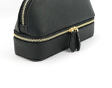 Personalized Cosmetic Bag Pu Leather Women Travel Makeup Bag with Jewelry Organizer Case 2 in 1 Ladies Travel Clutch Pouch