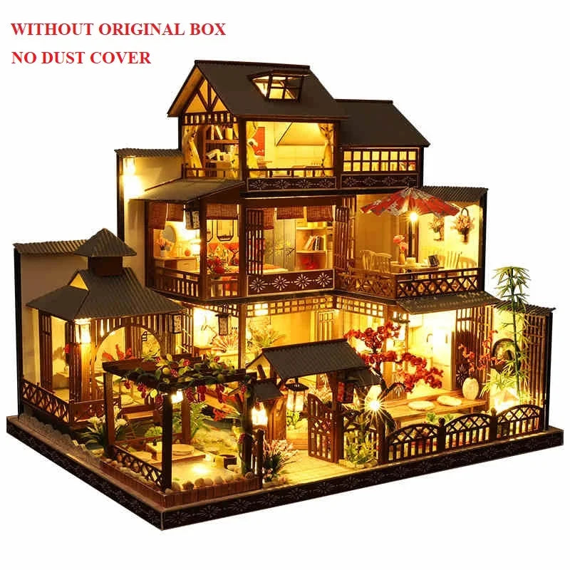 Newest DIY Wooden Dollhouse Japanese Architecture Doll Houses Mininatures with Furniture Toys for Children Friend Birthday Gift