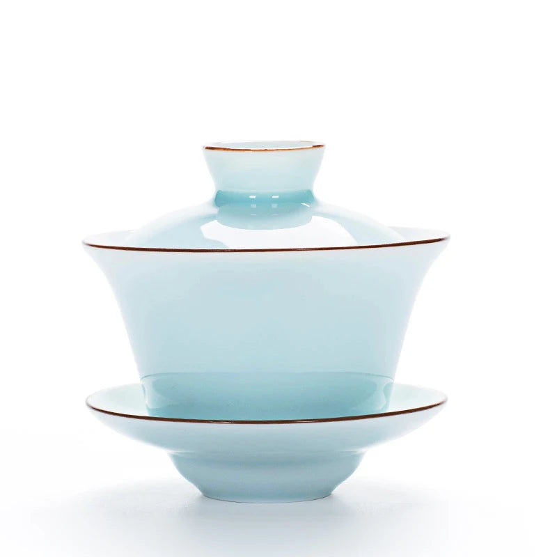Celadon Tea Tureen, Kung Fu Tea Set, Flower Gaiwan, Puer Kettle,Teapot Lovers, Tea Accessories, 140ml