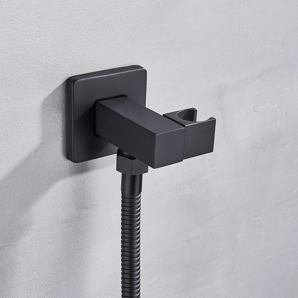 Black Shower Faucets System Bathroom Wall Mounted Rainfall Shower Kit Concealed Embedded Box Hot Cold Water Mixer Tap SUS304