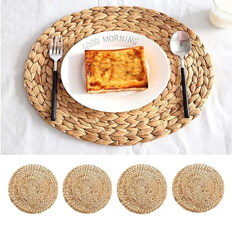 Anti Slip Heat Resistant Coasters for Coffee Tea Mug, Round Table Mat Linen Drink Coaster, Kitchen Accessories Decor Placemats