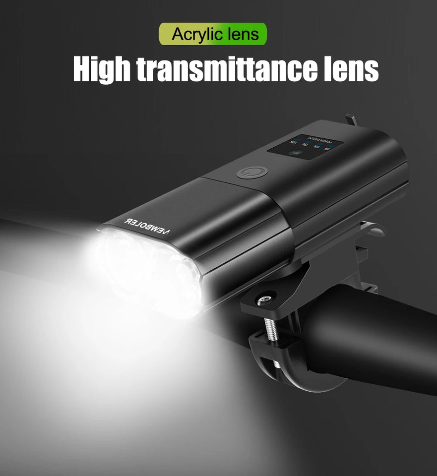 Bicycle Light 1000Lumen 4000mAh Bike Headlight Power Bank Flashlight Handlebar USB Charging MTB Road Cycling Highlight
