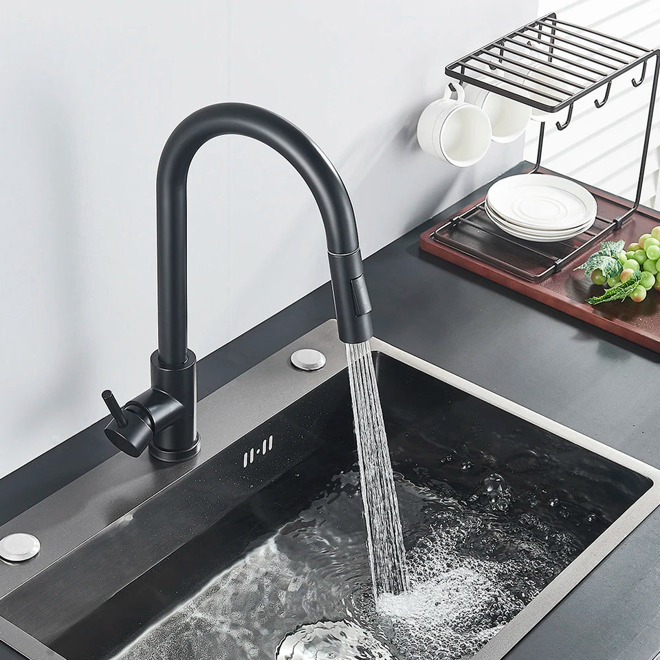 Black Pull Out Sensor Kitchen Faucet Touch Control Faucet 2 Function Mixer For Sink Tap Sprayer Single Handle Mixer Tap