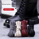 1Pair Waxed Cotton Shoelaces 8mm Width Flats Waterproof Shoe laces Unisex Boots Casual Sneakers Shoelace Leather Laces Shoes