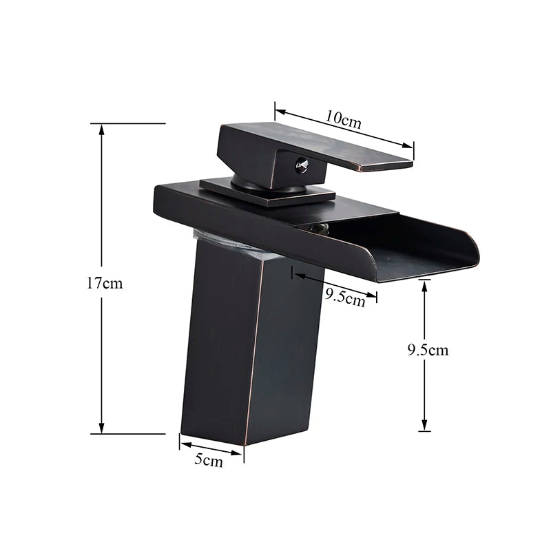 Black LED Bathroom Basin Faucet Temperature Induction Change Color Hot Cold Water Mixer Taps with Battery Box Deck Installation