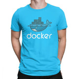 Men Docker Logo T Shirt Linux Javascript Computer Cotton Sweatshirt Funny Short Sleeve Round Neck Tees Graphic T-Shirts