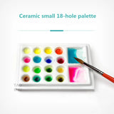 Ceramic Watercolor Palette Rectangular 28-hole/18-hole Palette Paint Plate Watercolor Gouache Paint Plate Painting Art Supplies