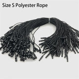 100PC /lot Plastic Tag White Beige Black Hang Tag Polyester Rope String Snap Lock Pin Loop Tie Fasteners