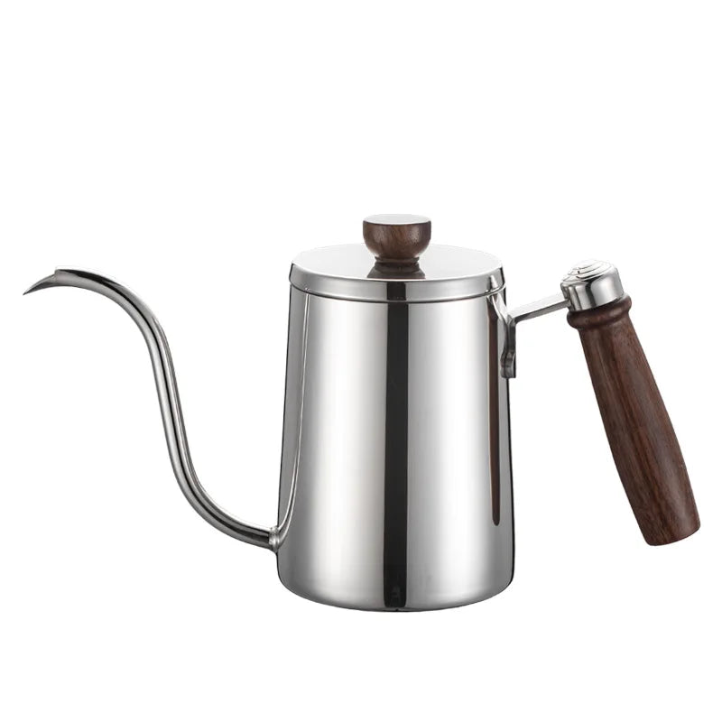 600ML Non-stick Stainless Steel Pour Over Coffee Tea Pot with Thermomet Long Narrow Spout Hand Drip Kettle Coffee Accessories