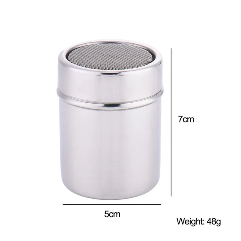 1pc Stainless Steel Chocolate Shaker Cocoa Flour Coffee Sifter+16Pcs Coffee Template Strew Flower Pad Spray Art Coffee Tools